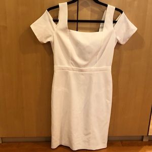 Brand new BCBG white fitted off the shoulder dress